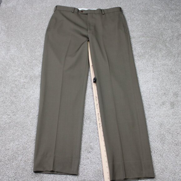 Brooks Brothers 1818 Dress Pants Mens 36x32 Beige Madison 100% Wool Flat Front - Picture 3 of 12